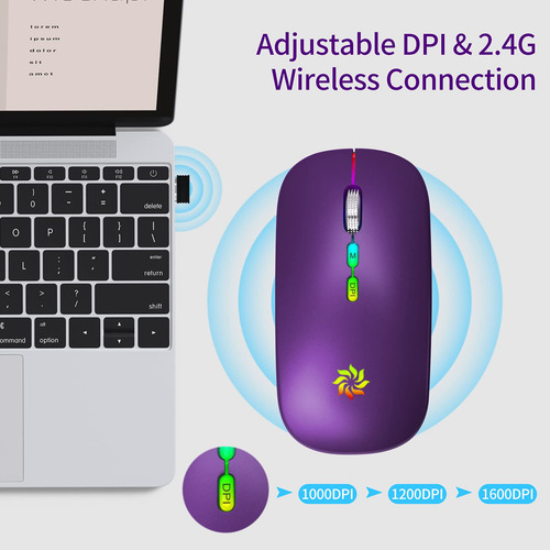 Wireless Mouse Kbcase Led Slim Silent 2.4g Rechargeable