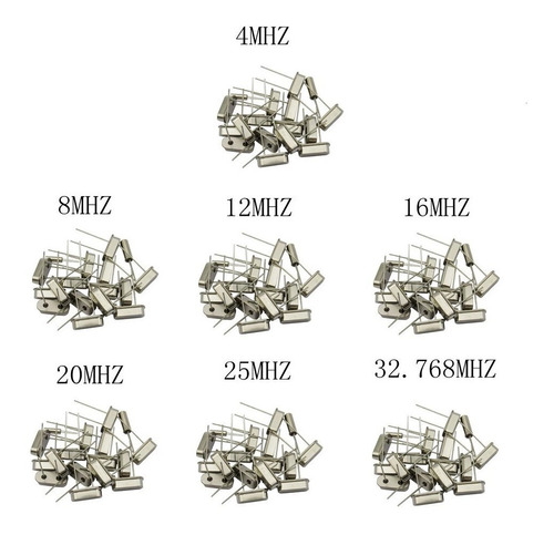 Kit 24 Cristales Osciladores 6-8-12-16-20-32mhz Hc-49s Thru