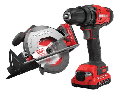 Kit Craftsman Taladro Y Sierra Circular Cargador/ 2 Baterias Rojo