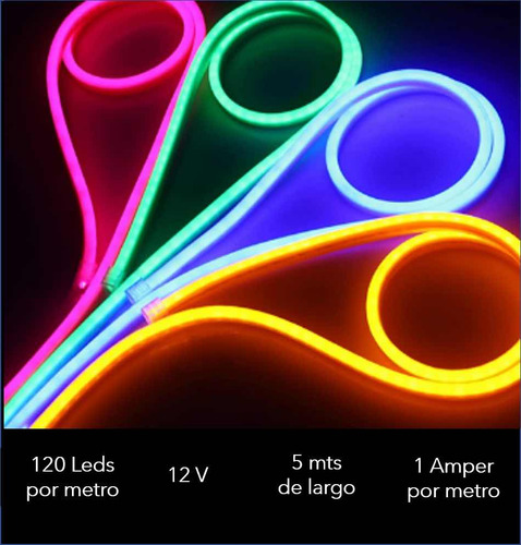 Tira LED veoquiero Neón led 3528 rosa 5m 12V IP64
