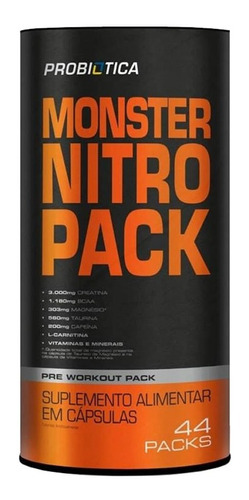 Combo 2 Monster Nitro Pack - 44 Packs Probiótica Novo C/ Nf