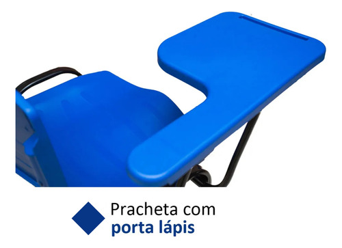 Conjunto 8 Unid. Cadeira Universitária Azul + Prancheta