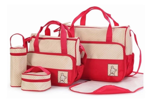 Set 5 Bolsas Pañaleras Mudador Bebe Viaje Multiuso 4 Colores