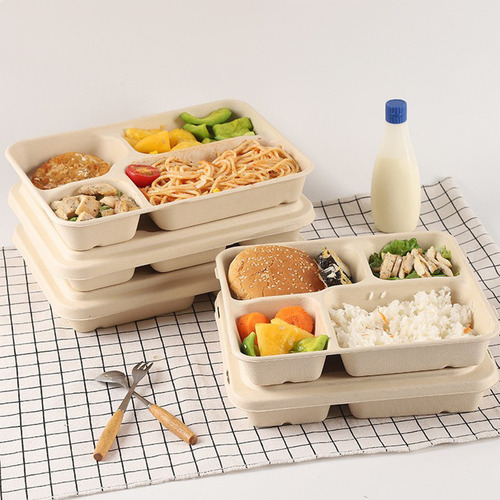 Lonchera Desechable De Cuatro Compartimentos Para Almuerzos
