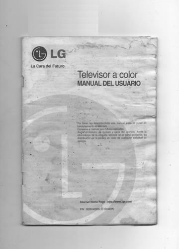 Imagen 1 de 2 de Manual De Ususario De Televisor A Color LG