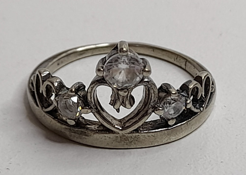 Anillo De Plata 925 Corona De Princesa Con Circones 