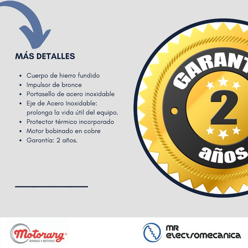 Imagen 5 de 10 de Bomba Centrífuga Motorarg Bc 40 Para Casa 1º Calidad
