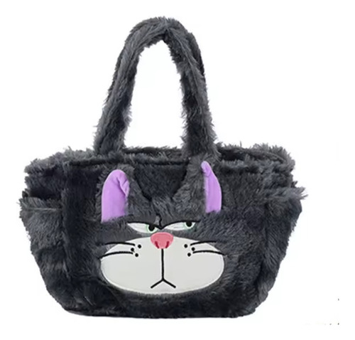 Bolso De Mano De Gato Lucifer Cenicienta (28x22 Cm) Gris Felpa
