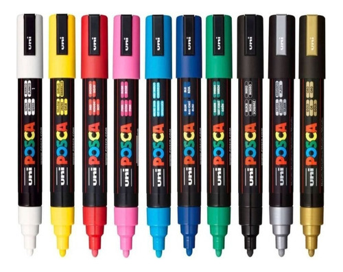 Kit Caneta Posca Pc-5m C/ 5 Unidades A Sua Escolha