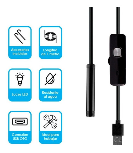 Redlemon Endoscopio Camara Usb Otg 1 Metro Led Para Android