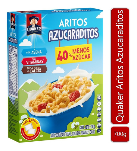 Cereal Quaker Aritos Crujientes Azucaraditos Caja 700gr