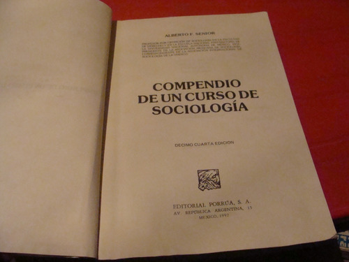 Compendio De Un Curso De Sociologia , Año 1992