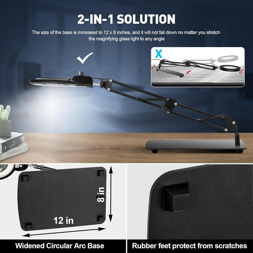 10x Vista De Lupa Con Luz Y Soporte, Kirkas 2-in-1 Cualquier