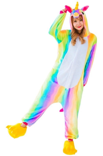 Pijama Mameluco Unicornio Disfraz Cosplay Arcoiris Adulto