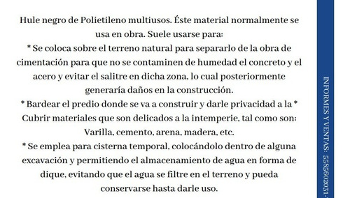 Rollo De Polietileno Negro 2m Abre A 4m 75kg Aprox