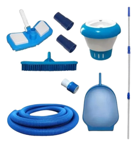 Kit Limpeza De Piscina + Cabo 3m + Mangueira 4m + Clorador