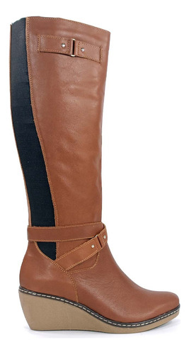 Botas Altas Cuero Vacuno Elastico Taco Chino Mujer Rimini