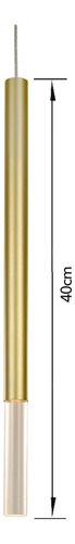 Pendente Tubo 40xø2,5cm Alumínio E Acrílico Dourado Pd1814