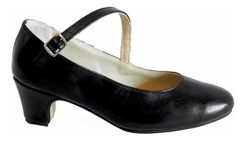 Zapatos Folklore, Español, Danza En Cuero Negro
