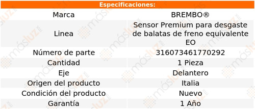 1.sensor Para Balatas Delantera 550i Gt Xdrive 10/17 Brembo