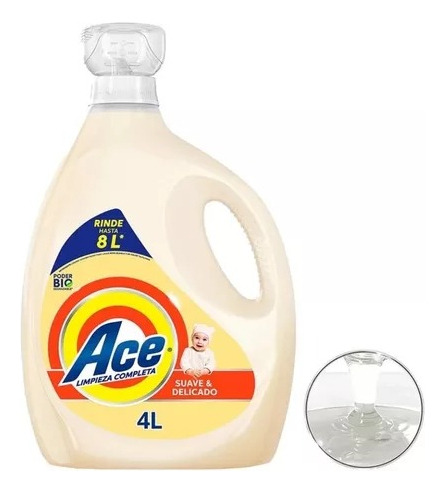 Detergente Líquido Ace Suave & Delicado 4 Lt