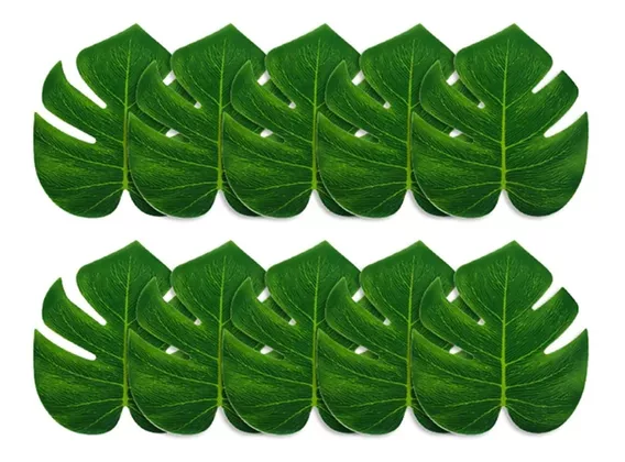 10 Hoja Palma Monstera Verde Artificial Deco Planta Follaje