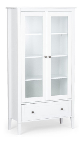 Cristaleira 2 Portas 1 Gaveta Em Madeira E Mdf 90 Cm Vogue Cor Branco