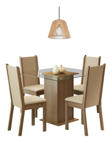 Juego De Comedor 4 Sillas/mesa Living De Vidrio Tapizado Rus