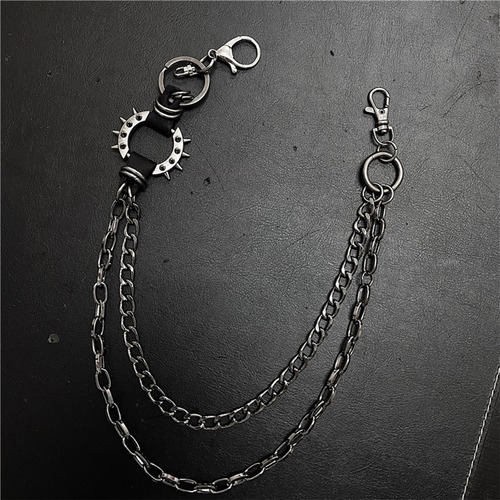 2 Cadena De Cintura Negro Estilo Punky Llavero Retro Para