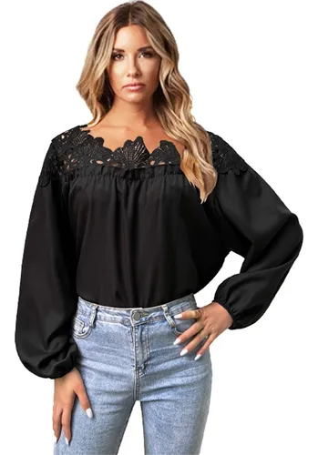 Blusa Dama Sears Con Encaje Moda Elegante Americana Mediana