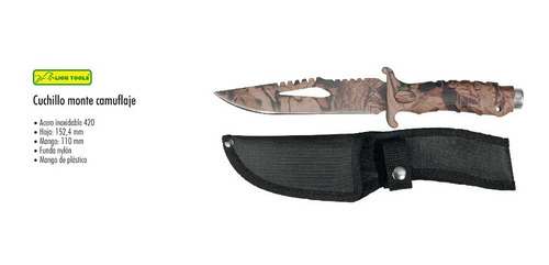Imagen 1 de 1 de Cuchillo Monte Camuflaje Supervivencia Lion Tools 9405