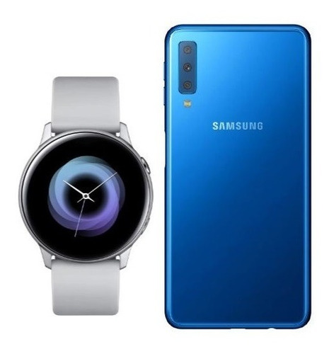 Samsung A7 2018 Azul Bundle + Galaxy Active Watch Silver Att