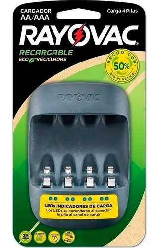 Cargador Usb Rayovac Carga Rapida Pilas Aa Aaa Eco Reciclado