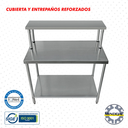 Mesa Con Repisa Acero Inoxidable 110x60x90 Cm