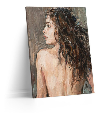 Cuadro Lienzo Canvas 50x60cm Mujer Pintada De Espaldas Oleo