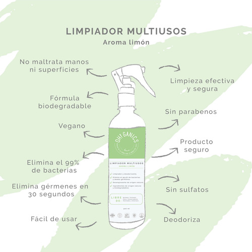 Limpiador Multiusos 500 Ml Aroma Fresco A Limon Ohganics