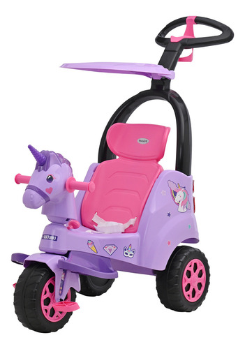 Triciclo Push Car Prinsel Super Trike Unicornio 2 En 1 Color Morado
