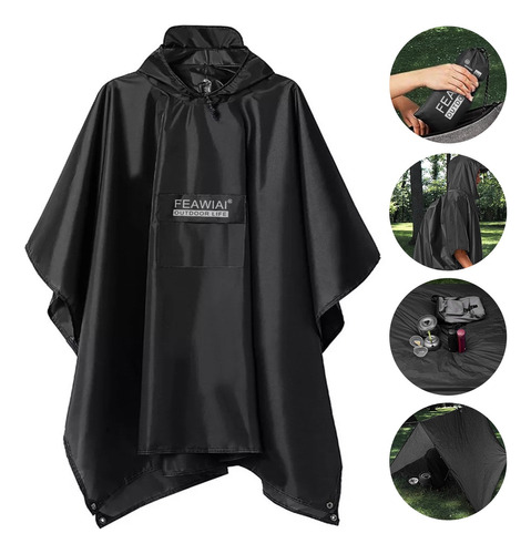 Capa Impermeable Poncho Para Lluvia Con Capucha Hombre Mujer