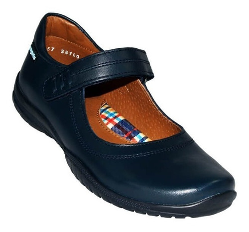 Zapato Escolar Colegial Coqueta Niña Azul Marino Piel 38700e