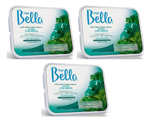 Depil Bella Cera Depilatória Algas 1kg Kit 3uni