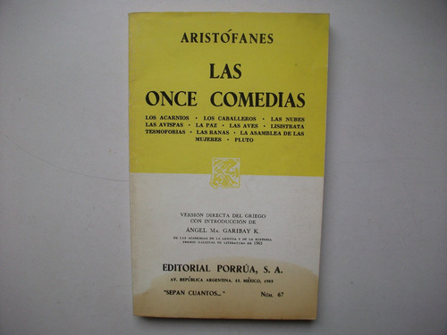 Las Once Comedias - Aristófanes - Editorial Porrúa