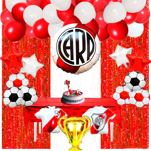 50 Art Pelota Futbol River Candy Bar Cumpleaños Globo Carp Color Rojo Y Blanco River Plate