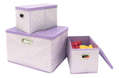 Set 3 Cajas Tapa Cestas Almacenar Organizar Closet Juguetes 