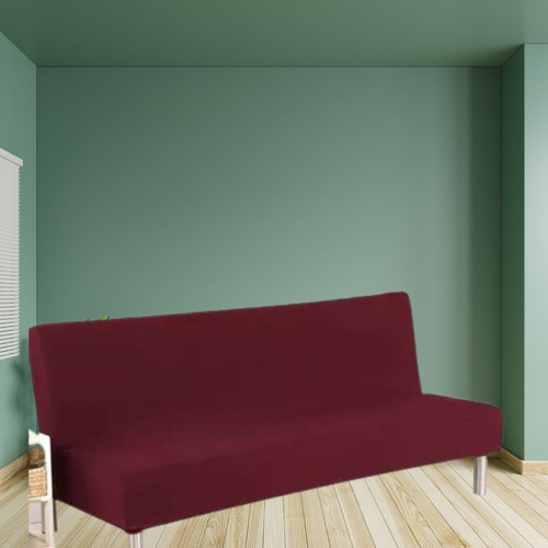 Capa De Sofá Sem Braço Fundas De Futon  1,20 M Até 1,40 M Cor Bordô