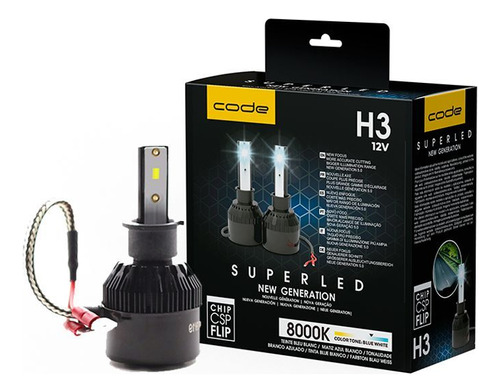 Lampada Super Led H3 8000k 6400 Lumens Code New Generatrion