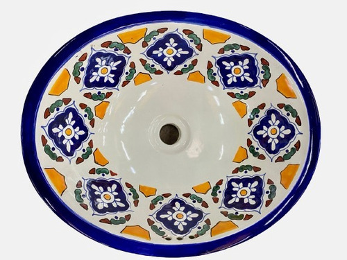 Lavabo Ovalin Mediano Talavera Fina Estilo Antiguo. Mosaico