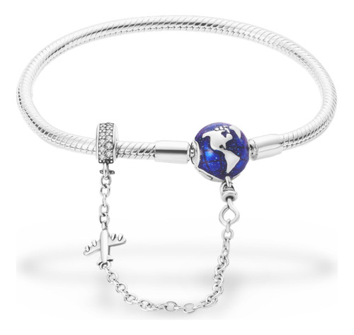 Pulsera Para Charms Avion Viaje Plata S925 Broche Premium