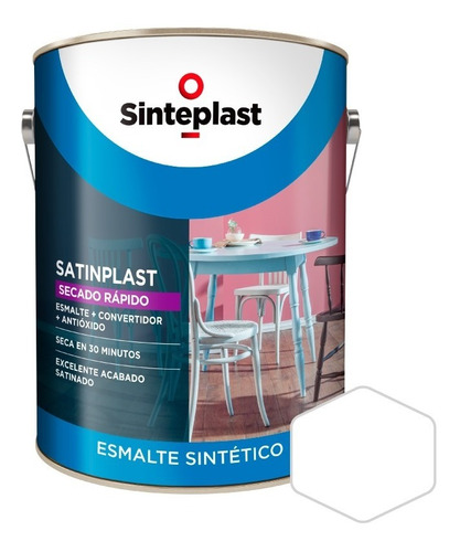 Esmalte Satinplast 3 En 1 Secado Rápido Blanco Satinado 4lt