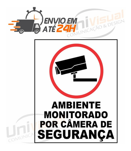 Placa De Aviso De Monitoramento Por Câmera 40cm X 50cm Casa