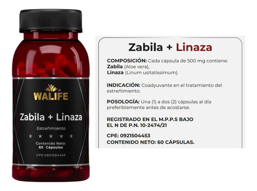 Walife Sábila Y Linaza Cápsulas Nutricionales Frasco 60u